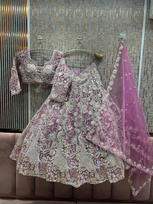 Attractive pink Ready to Wear crop top Lehenga