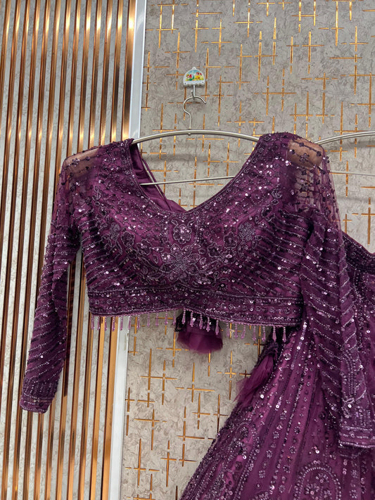 Purple on Purple Monotone Crop Top Lehenga