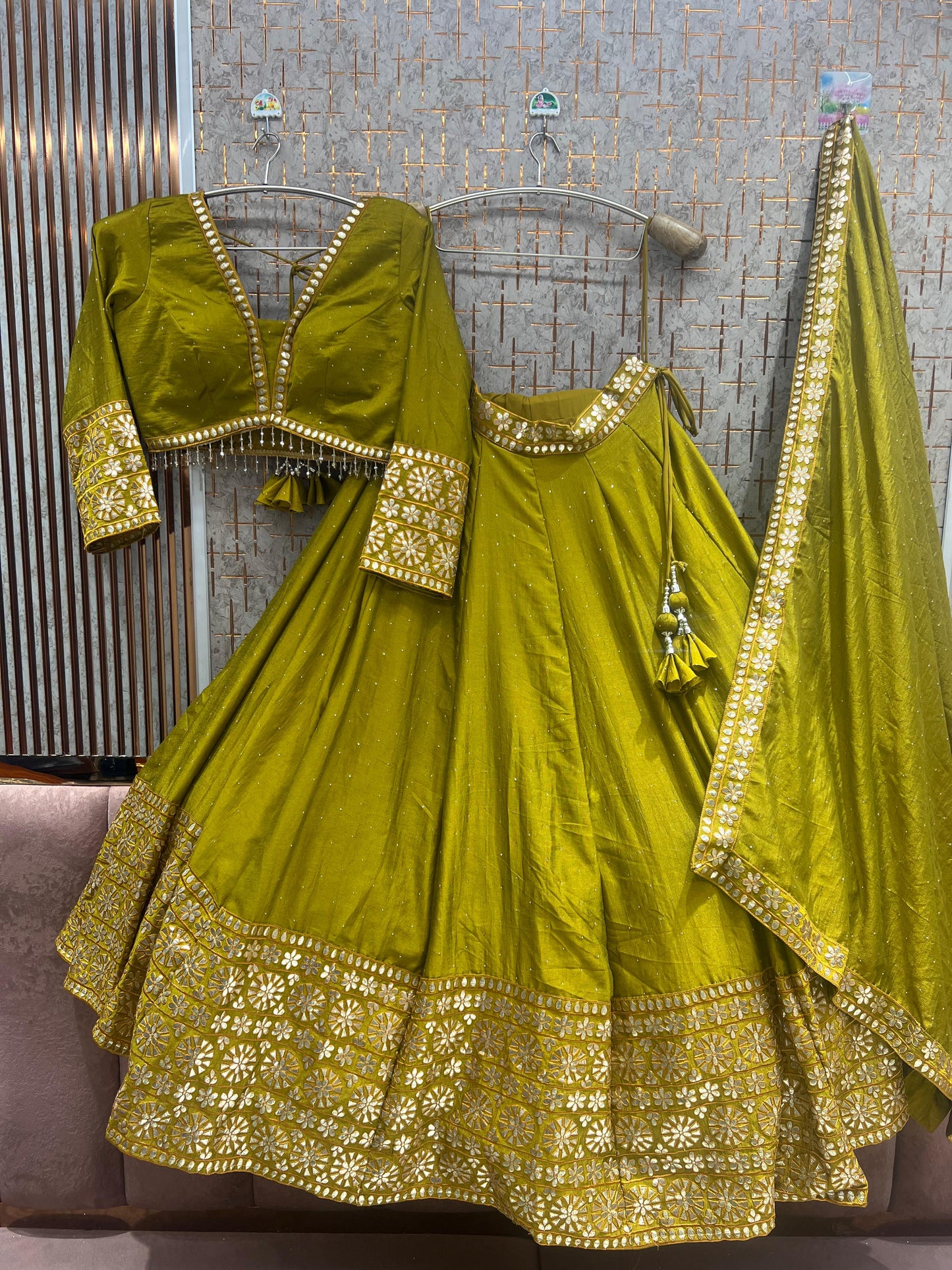 White Crop top Lehenga