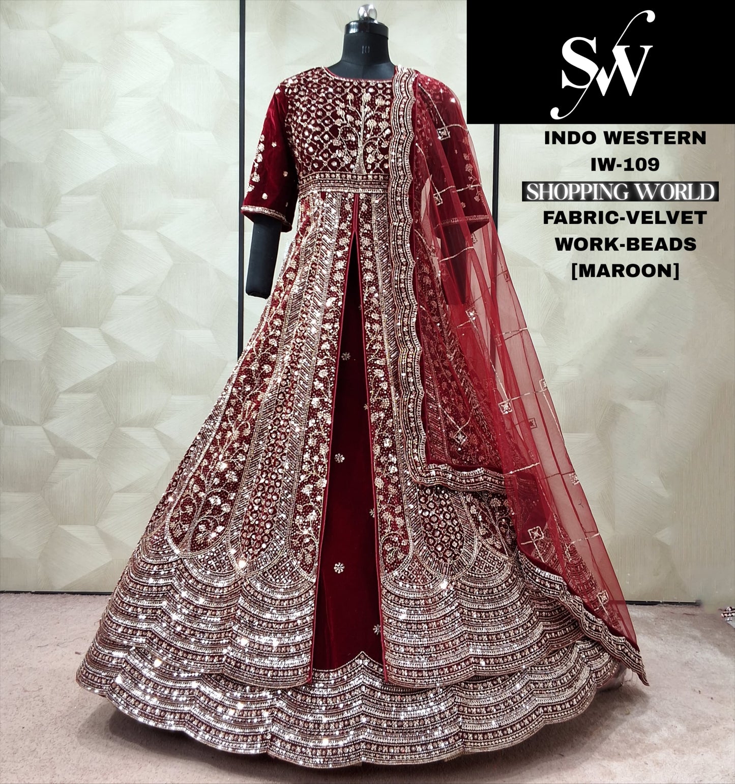 Maroon peplum long Dress Farshi Garara Dress Special