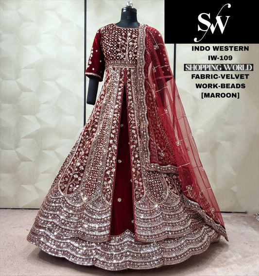 Maroon peplum long Dress Farshi Garara Dress Special