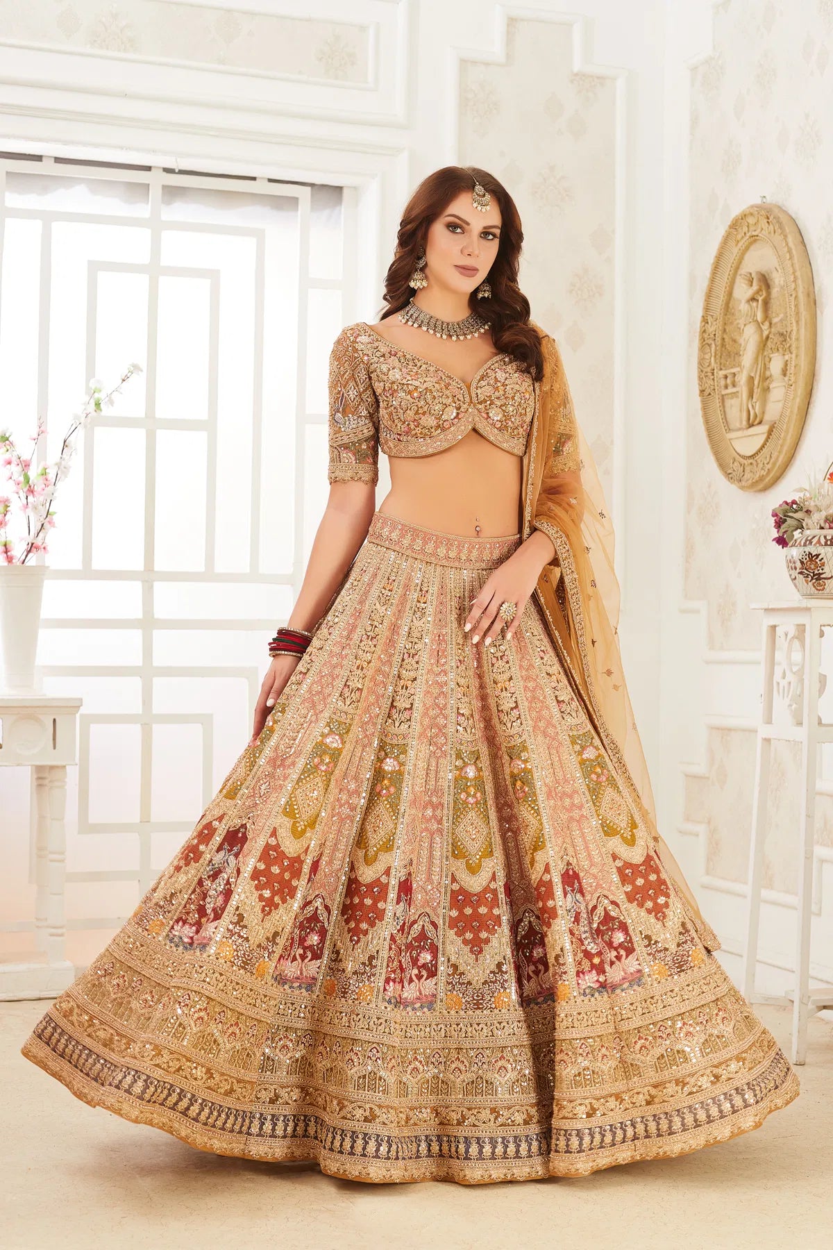 Amazing golden pink peacock Crop top Lehenga happy customer