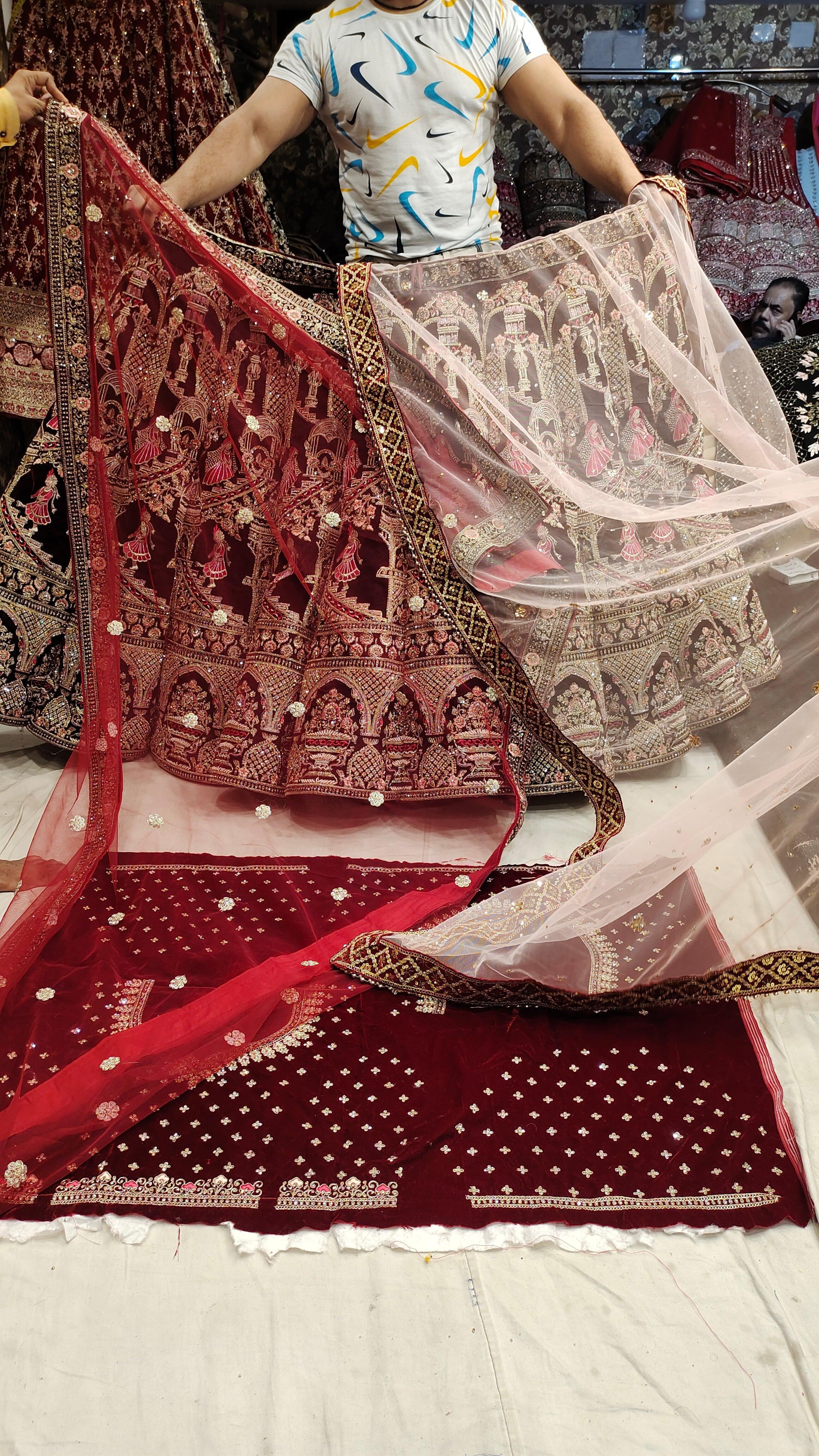 Double dupatta bridal discount lehenga