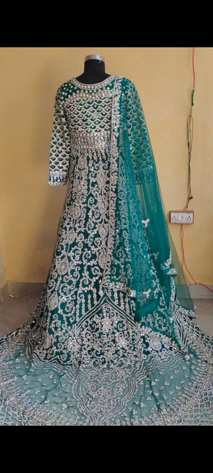 Fabulous Peplum long Dress Farshi Gaharara Pakistani Bridal Dress Muslim Special